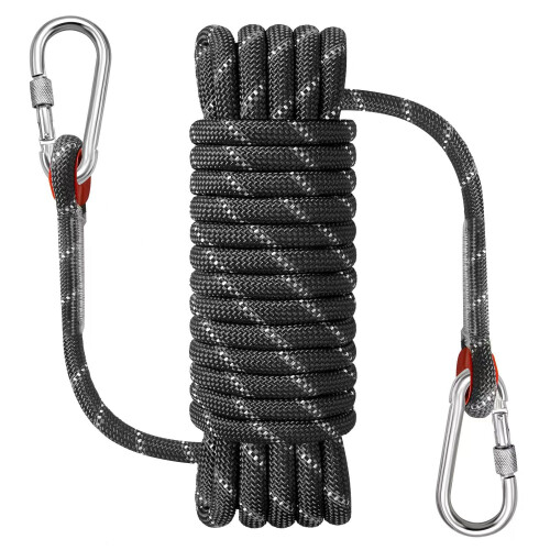 NorthPada Practice Rope with Hook 10mm x 10m Reflective Black