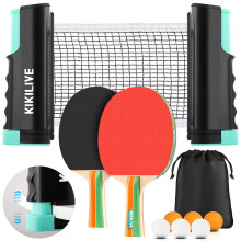 KIKILIVE Table Tennis Set, Ping Pong Set, 2 Rackets, Retractable Net