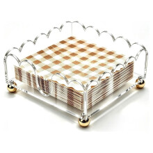 Acrylic Napkin Holder, Luncheon Napkin Holder with Gold Feet, Clear Servilletero for Paper Napkin, Square Napkin Holder