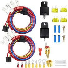 Dual Electric Fan Relay Kit Temperature Sensor 185 175 Off Wiring Kit 60 Amp Cooling Fan Relay Kit