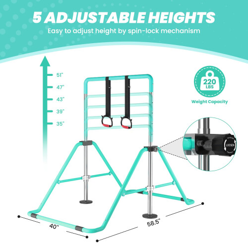 DOBESTS Folding Gymnastics Bar, Adjustable Height Kip Horizontal Bar 1