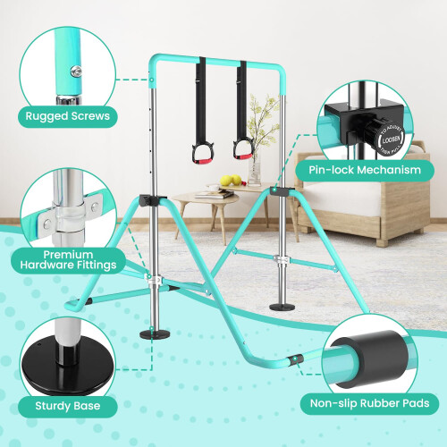 DOBESTS Folding Gymnastics Bar, Adjustable Height Kip Horizontal Bar 2
