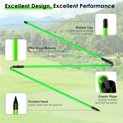 Rhino Valley Golf Alignment Sticks 3 Pack, Swing Trainer Training Aid 2