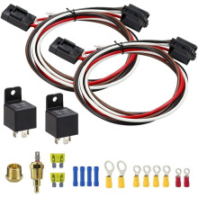 Dual Electric Fan Relay Kit Temperature Sensor 185 175 Off Wiring Kit 60 Amp Cooling Fan Relay Kit