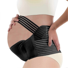 (L, Black) Pregnancy Support Belt 3 In 1 Maternity Belt Soft Stretchable Breathable Material For Pregnancy