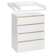 WOLTU ladekast met verwisselbare commode, 4 laden, 80x109,2x75 cm, wit + eikenhout