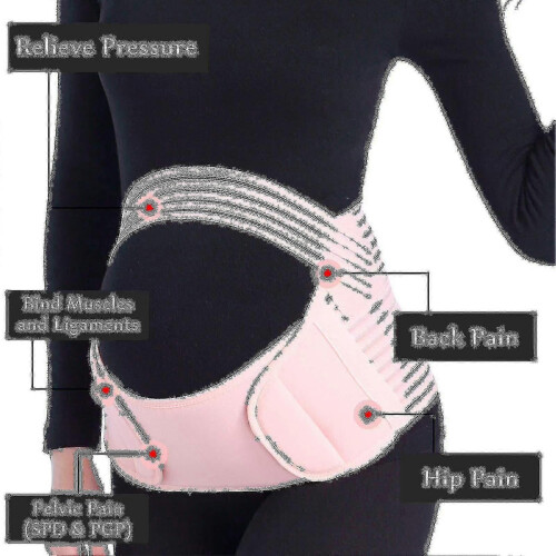 (M, pink) Pregnancy Support Belt Maternity Belt Soft Stretchable Breathable Pregnancy Belly Lifting Support-CE 1