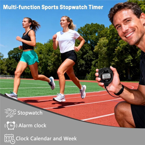Stopwatch Timer, Digital Stop-Watch for Sports, Multi-Function Stopwatch with Single Split/Lap Timing Professional Timer