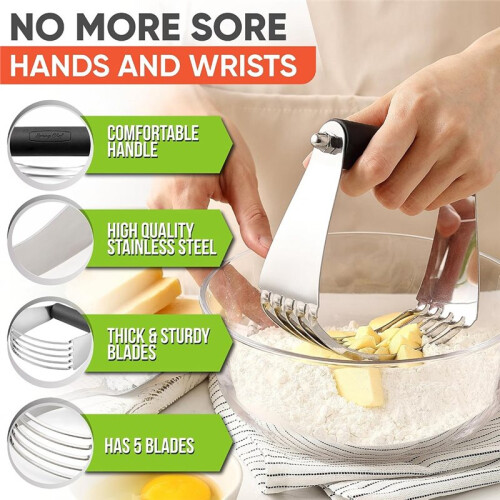 1PCS Large Dough Blender for Baking, Heavy Duty Pastry Blender with Comfortable Soft Grip Handle 2
