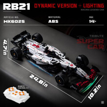 (white) MK6025 Formula F1 White RC Race Car Building Blocks Toy for Kids STEM Educational DIY Assembly