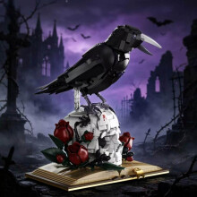 Crow Skull Book Animal Building Blocks Set, Small Particle Educational STEM Toy for Kids, Creative DIY Puzzle Gift