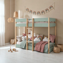 Svea Bunk Bed with Straight Ladder in Sage Green & Pine