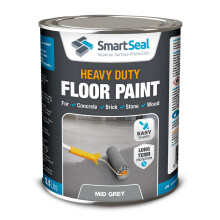 (5 Litres) SmartSeal Heavy Duty Floor Paint MID GREY - Premium Protection for High Traffic Areas, Anti-Slip Finish, Concrete Brick, Stone and Wood