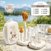 (a set) Baby Silicone Portable Bottle Brush Set - Travel Cleaning Kit with Storage Case - Nipple Straw Brush All-in-One