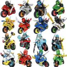 (5) Ninja Building Blocks Golden Motorcycle Mech Robot Minifigure Toy for Boys Kids 6-14 Birthday Gift