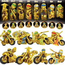 (1) Ninja Building Blocks Golden Motorcycle Mech Robot Minifigure Toy for Boys Kids 6-14 Birthday Gift