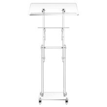 Pupitre de Conferencia en Acrílico Transparente-Duoku-Altura Ajustable de 109 a 118 cm, Escritorio Móvil para Ordenador Portátil