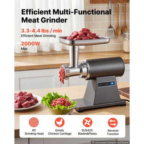 Lihamylly - DUOKU - MG3655 - 2000W (max) - 1,5–2 kg/min - 3 ritilää 2