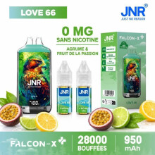 JNR Falcon-X LOVE 66 0MG - Kit Rechargeable 28000 Bouffées - Agrume Fruit de la Passion - 2x10ml - Batterie 950mAh