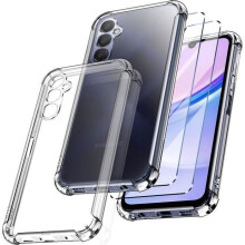 Coque - TECHTA - pour Samsung Galaxy A15 4G/5G - 2 Verres Trempés - Silicone - Coins renforcés - Protection écran - Transparent