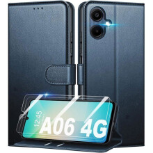 Étui Portefeuille - TECHTA - pour Samsung Galaxy A06 4G - 2 Verres Trempés - Protection Pochette à Rabat Cuir PU - Bleu