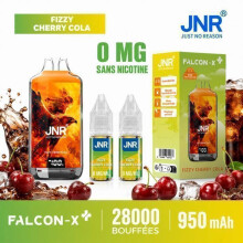 JNR Falcon-X Fizzy Cherry Cola 0MG - Dispositif Rechargeable 28000 Bouffées - 2x10ml - Batterie 950mAh Sans Nicotine