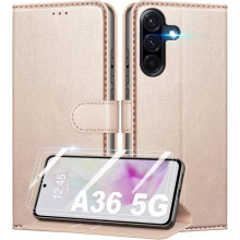 Étui Portefeuille - TECHTA - pour Samsung Galaxy A36 5G / A56 5G - 2 Verres Trempés - Pochette à Rabat Cuir PU - Rose