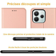 Étui Portefeuille - TECHTA - pour Xiaomi Redmi Note 14 4G - Pochette Fermeture Magnétique Cuir PU - Rose