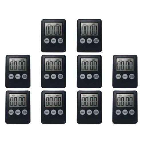 10Pc Digital Electronic Kitchen Timer, Multi-Function Stopwatch with LCD Display, Timer for Sports, Baking & Cooking