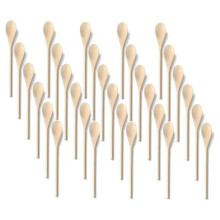 30Pcs 10" Wooden Spoons Bulk, Long Handle Wood Mixing Spoons ,Wood Spoons for DIY Crafts, Drawing,Decoration