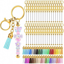 Beadable Keychains Bars, for Keychain Making and Leather Tassel, Keychain Making Kit for DIY Crafts Women Men Gift