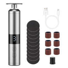 Pedicure Electric Foot Callus Grinder Rechargeable Foot Predicure Grinding Machine for Heels Dead Skin Remover Silver