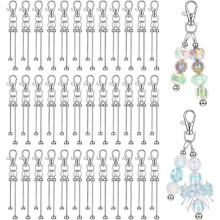 36 PCS Blank Beadable Keychain Bars Bulk DIY Beaded Keychain Making Kit,for Pendant DIY Crafts Jewelry Making,Double Bar