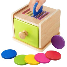 Montessori Wooden 2-in-1 Coin & Drop Box - Fine Motor Skills & Cognitive Development Toy for Toddlers
