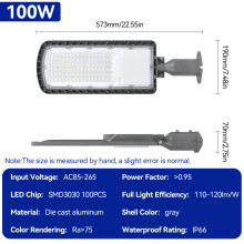 LED-straatlamp, 100W, 216 LED's, IP66 waterdicht, aluminium, voor tuin en park
