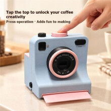 3D Printed Latte Camera Vintage Replaceable Cards DIY Latte Art Camera Tool One Touch Press+4 Stencils