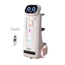 Electric Food Delivery Robot with Double Tray Voice Function Colorful Lights & Sound Effects Kids Interactive Toy Gift