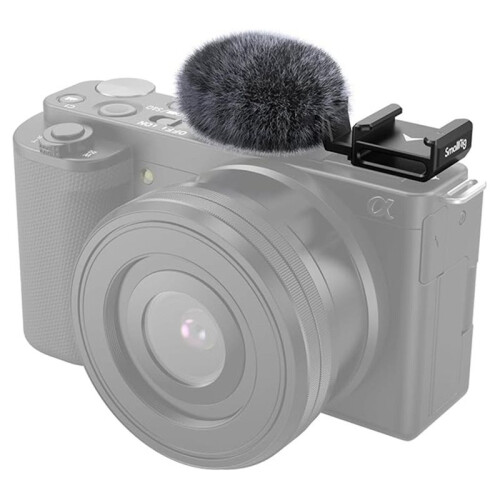 Cold Shoe Adapter with Wind Muff Windshield for  ZV-E10 Vlog Compact, 1