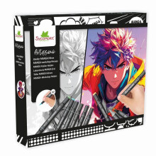 Kreatives Manga-Set - SYCOMORE - Helden-Layout - 10 Tafeln - Marker enthalten