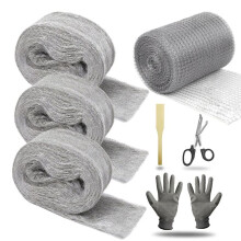 Steel Wool Rodent-Proofing Kit, Including Steel Wool (for Filling Rodent Holes), Gloves, Scissors, and an Insertion Tool
