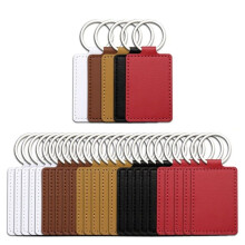 50Pcs Rectangular Leather Keychain Blanks Kit PU Leather Laser Engraving Blanks with Key Rings for DIY Crafting,5 Colors