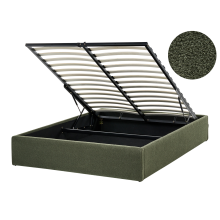 Ottoman Bed without Headboard DINAN Boucle Dark Green 120 x 200 cm (EU Small Double)