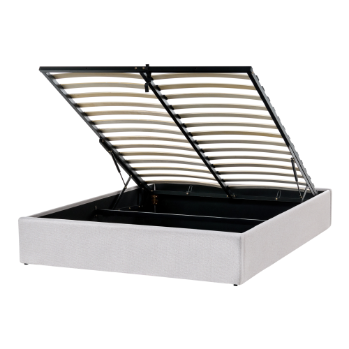 Beliani Ottoman Bed without Headboard DINAN Fabric Light Grey 120 x 200 cm (EU Small Double)