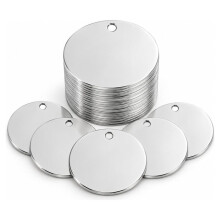 100 Pack Stainless Steel Round Tags with Hole for Jewelry Making , Pre-Drilled for Pendants, Keychains (15mm)