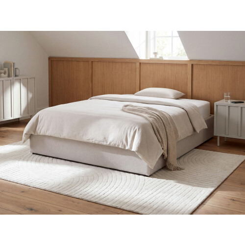 Beliani Ottoman Bed without Headboard DINAN Fabric Light Grey 120 x 200 cm (EU Small Double) 1
