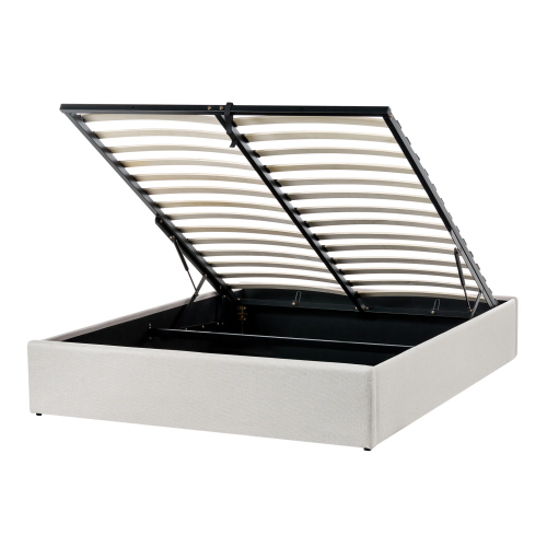Beliani Ottoman Bed without Headboard DINAN Fabric Off-White 120 x 200 cm (EU Small Double)