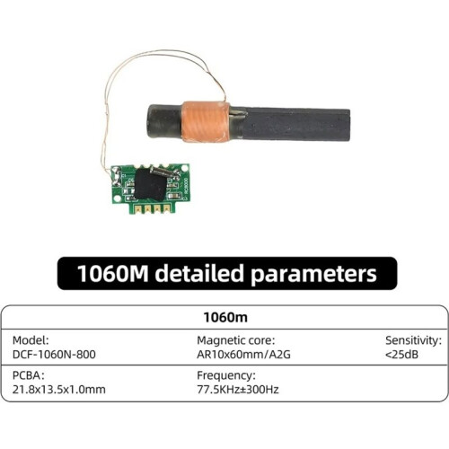 DCF77 Radio Clock Receiver Module 77.5KHz Single Frequency with DCF Antenna for DIY  Synchronization Projects 1060N 1
