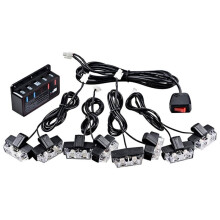 2-LED Emergency Warning Grille Strobe Lights Bar, Car Amber White 8x Flash Strobe, with Clips, Control Box Kit Included