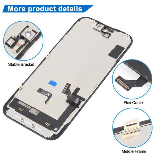 Para iPhone 15 JK conjunto LCD feito de material OLED rígido 2