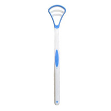 Tongue scraper, blauw, ergonomische handgreep, dubbelzijdig voor mondhygiëne